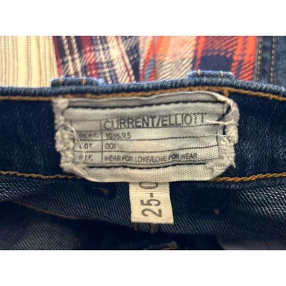 Free People Current Elliott USA Women's Boyfriend Jeans Size 25 Fling Patchwork - Picture 3 of 4